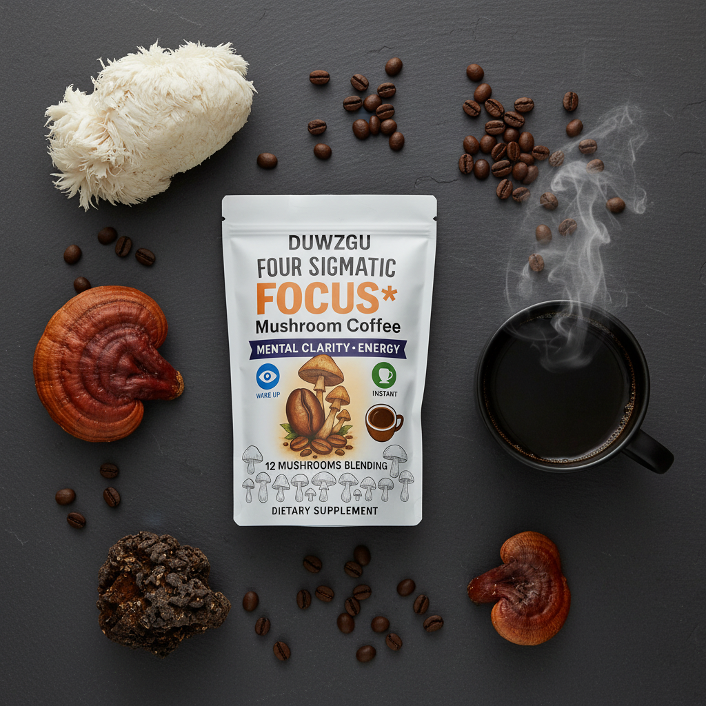 Mushroom Coffee Flat Lay