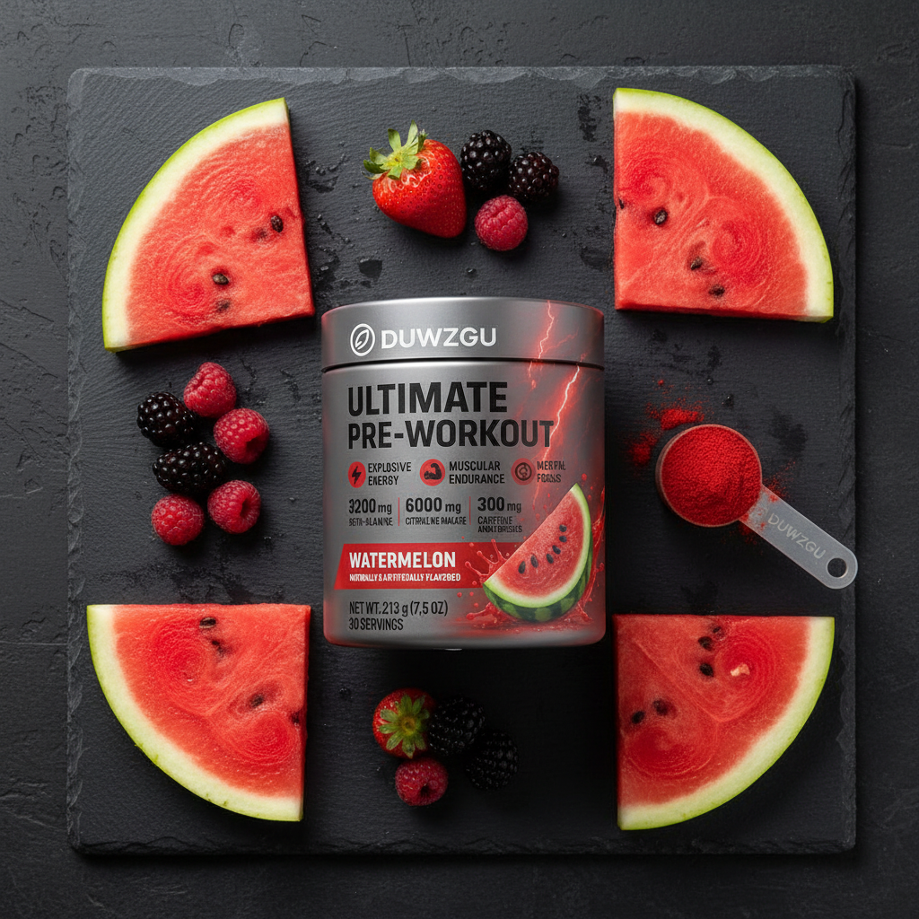 Nuvora Pre-Workout Flat Lay