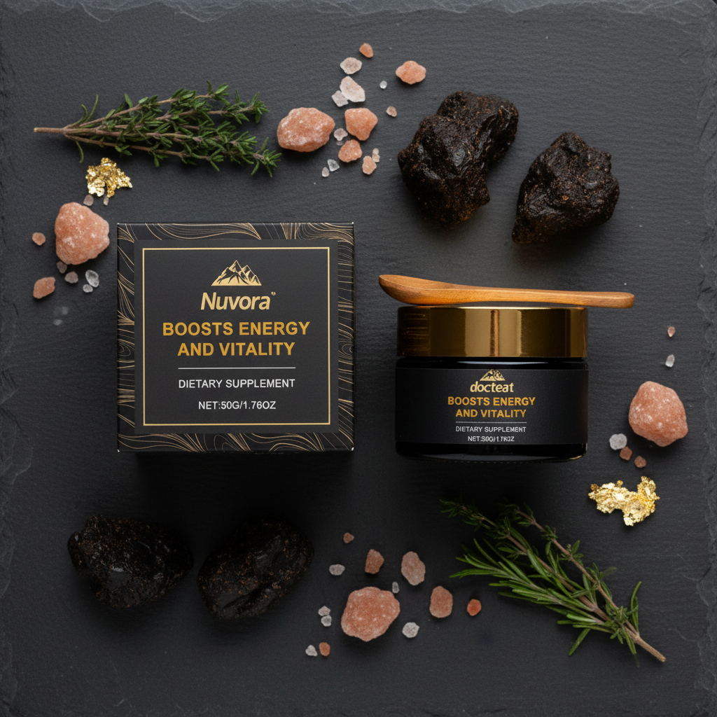 Nuvora Shilajit Resin Flat Lay
